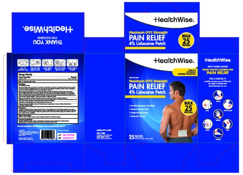 HealthWise Pain Relief Lidocaine Patch packaging