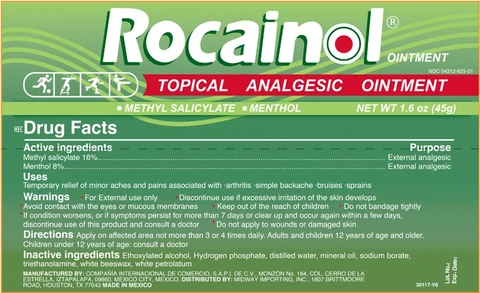 Rocainol TOPICAL ANALGESIC packaging
