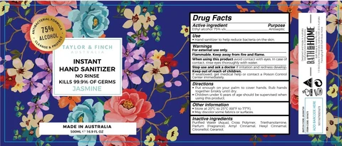 Taylor and Finch Instant Hand Sanitizer Jasmine packaging