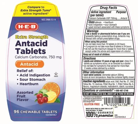 HEB Extra Strength Antacid Assorted Fruit Flavors 포장