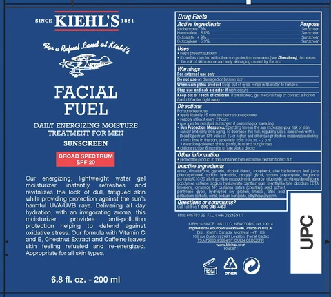 Kiehls Since 1851 Facial Fuel Daily Energizing Moisture Treatment for Men Broad Spectrum SPF 20 Sunscreen 포장