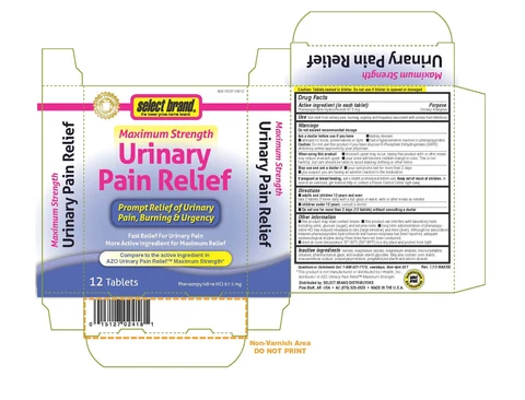 Select Brand Maximum Strength Urinary Pain Relief 포장