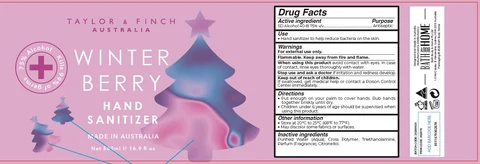 Taylor and Finch XMAS Winter Berry Hand Sanitizer packaging