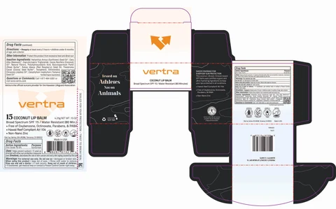 Vertra Coconut Lip Balm Broad Spectrum SPF 15 포장