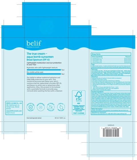 belif The true cream aqua bomb sunscreen Broad Spectrum SPF 45 포장