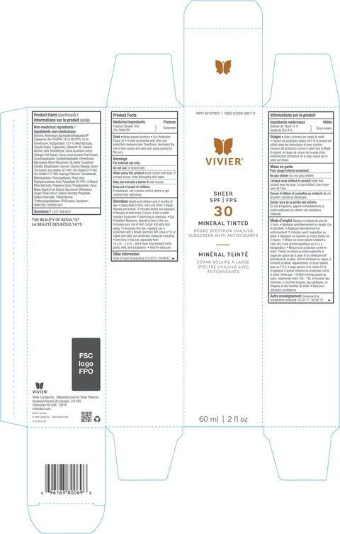 Vivier Sheer SPF 30 Mineral Tinted 포장