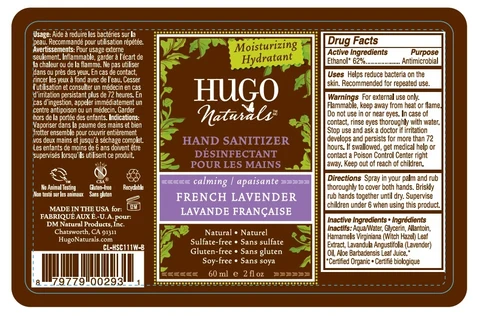 HUGO NaturalsFRENCH LAVENDER HAND SANITIZER packaging