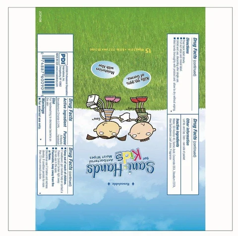 Sani-Hands for KidsAntibacterial Moist Wipes 포장
