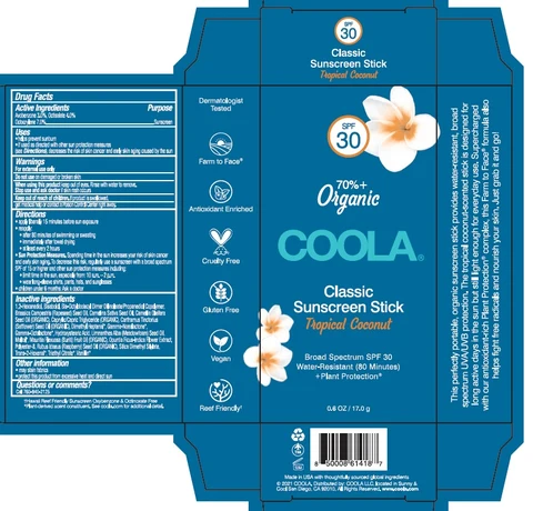 COOLA Classic Sunscreen Stick SPF 30 - Tropical Coconut packaging