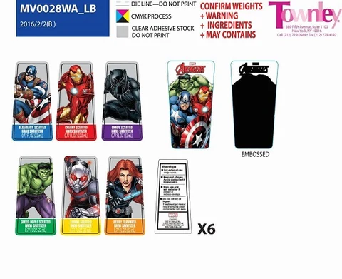 Avengers Marvel 6 pack Hand Sanitizer 포장