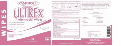 Carroll Ultrex Antimicrobial Wipes 포장