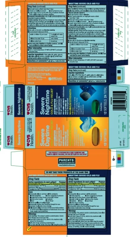 CVS Daytime COLD and FLU RELIEF and Nighttime COLD and FLU RELIEF packaging