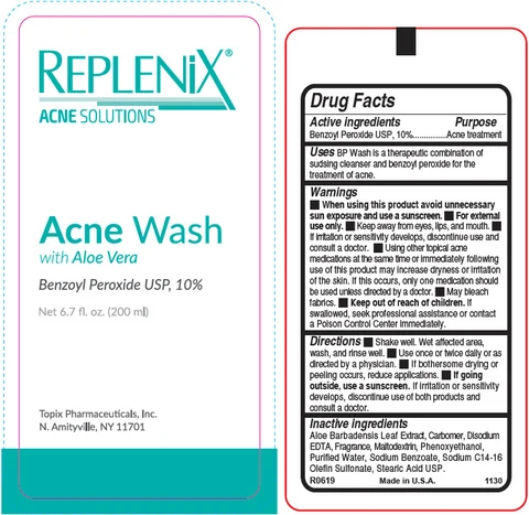 REPLENIX ACNE 10% WASH PARABEN FREE WITH ALOE 포장
