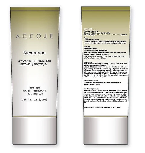ACCOJE SUNSCREEN (SPF50 Broad Spectrum) 포장