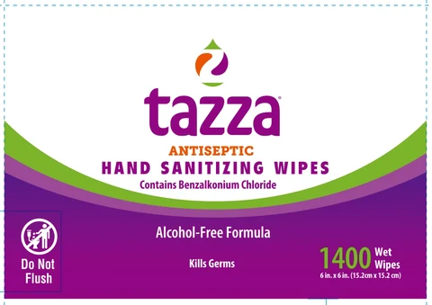 Tazza Antiseptic Hand Sanitizing Wipes packaging
