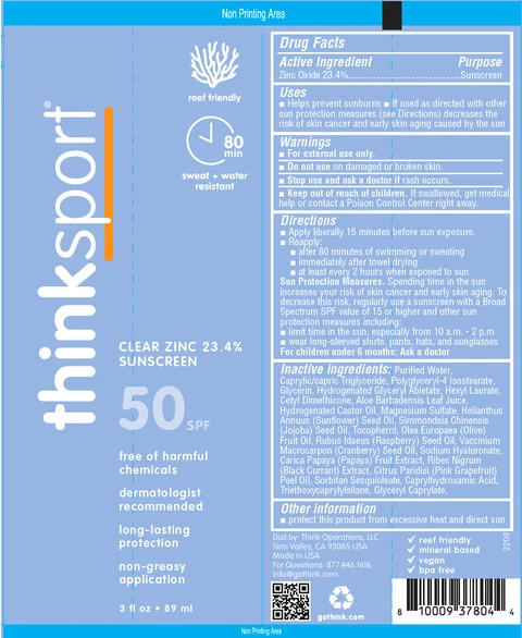 Thinksport Clear ZincSPF 50 packaging