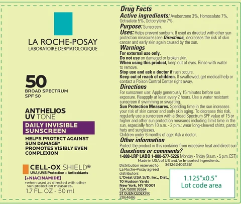 La Roche Posay Laboratoire Dermatologique Anthelios UV Tone Broad Spectrum SPF 50 Sunscreen packaging