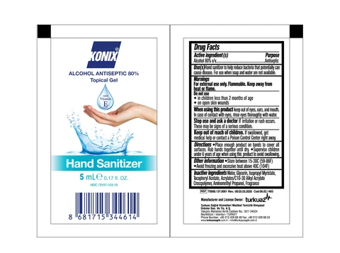 Konix ALCOHOL ANTISEPTIC HAND SANITIZER packaging