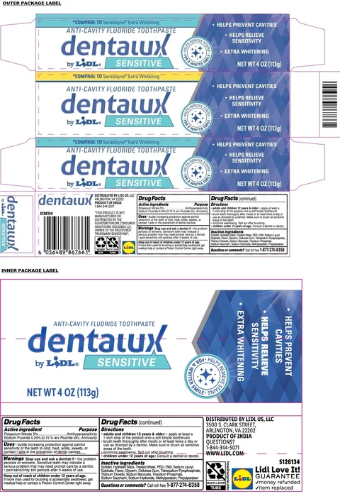 dentalux SENSITIVE ANTI-CAVITY FLUORIDE packaging