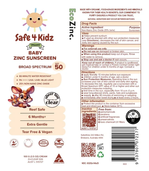 Safe4Kidz Baby Zinc Sunscreen SPF50 포장