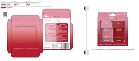 Smart Care Hand Sanitizer,2pk-Christmas Rose and Candy Cane 포장