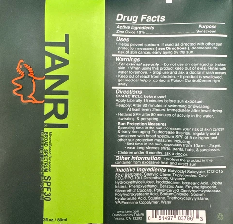 Tanri Broad Spectrum SPF 30 packaging