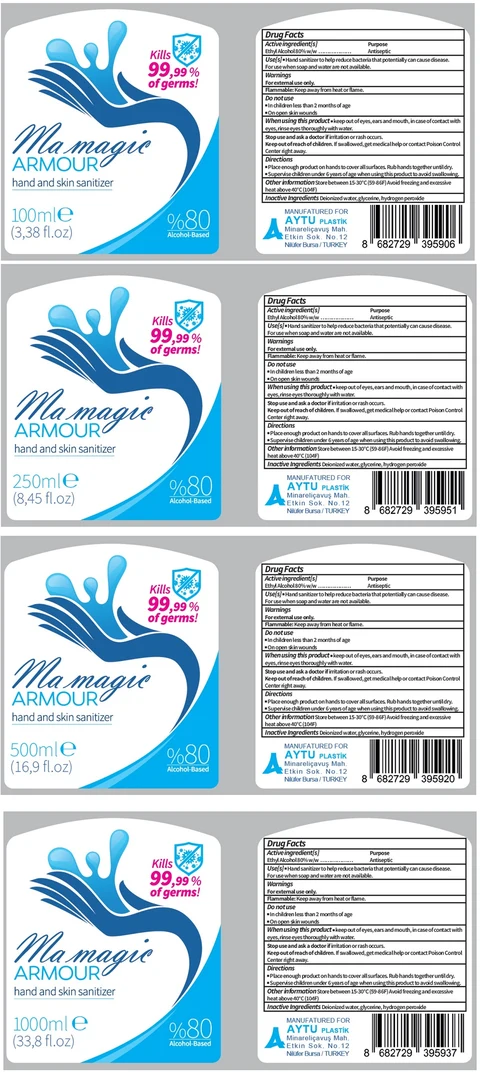 MA MAGIC ARMOUR hand and skin sanitizer packaging