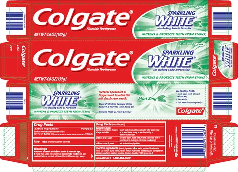 Colgate Sparkling White Mint Zing 포장