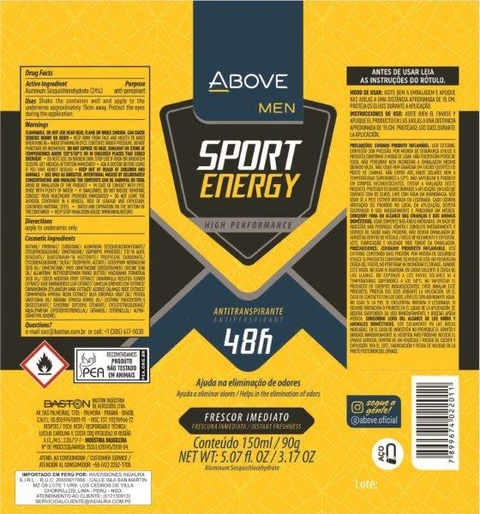 Antiperspirant Above Sport Energy Men 포장