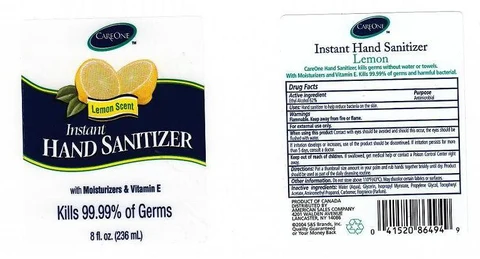 CAREONE INSTANT HAND SANITIZER LEMON packaging