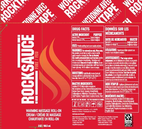 RockSauce Warming Massage Roll On packaging