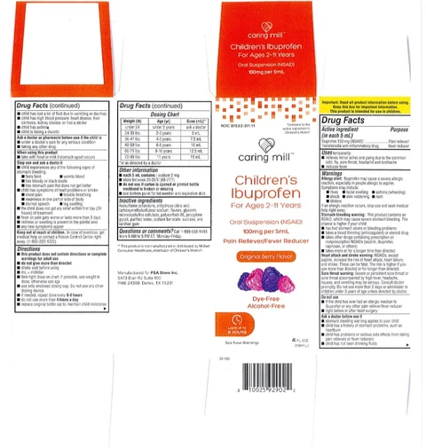 Childrens Ibuprofen Oral Suspension Dye Free packaging