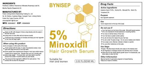 BYNISEP 5% MINOXIDIL HAIR GROWTH SERUM 포장