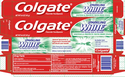 Colgate Sparkling White Mint Zing 포장