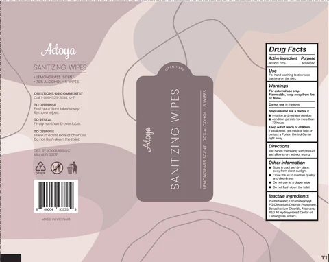 Adoya Sanitizing Wipes Lemongrass Scent 포장