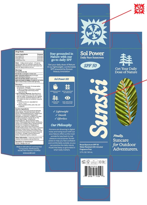 Sunski Sol Power Daily Face Sunscreen SPF 50 포장