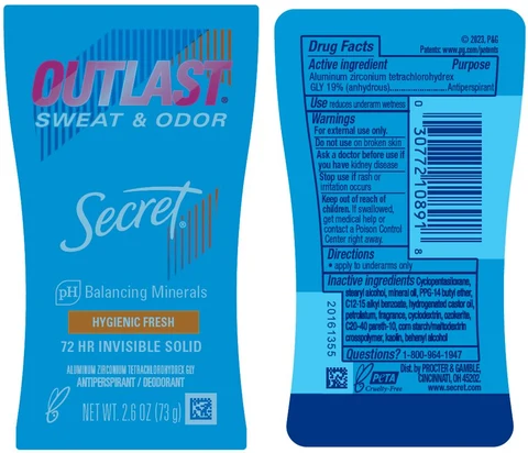 Secret Outlast Hygienic Fresh Invisible 포장