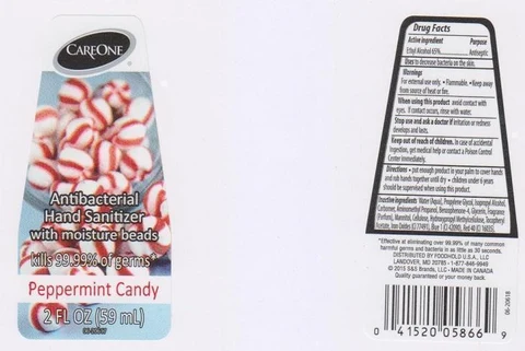 CAREONE ANTIBACTERIAL SANITIZERPEPPERMINT CANDY packaging
