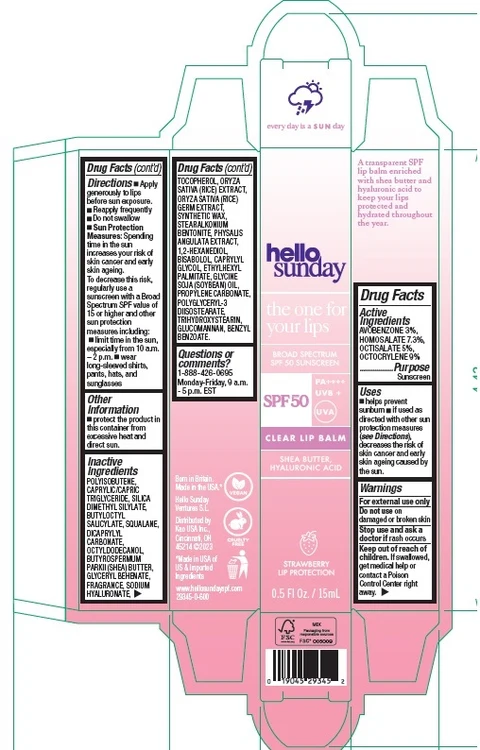 Hello Sunday The One For Your Lips Clear Lip Balm SPF 50 packaging