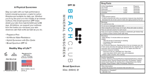 Beach Club Mineral Sunscreen 포장