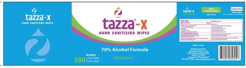 Tazza-X Hand Sanitizing Wipes packaging