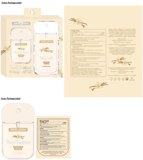 SOUR LEMON Hand Sanitizer VANILLA SCENT 포장