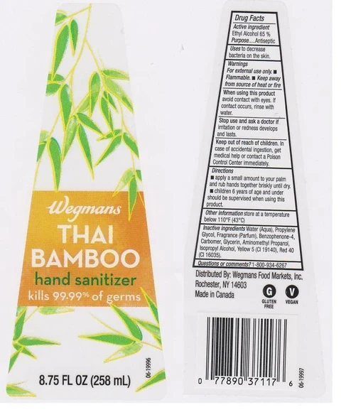 WEGMANSHAND SANITIZER THAI BAMBOO packaging