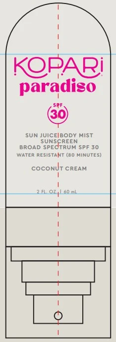 Sun Juice Body Mist Sunscreen SPF30 - Coconut Cream PARADISO 포장