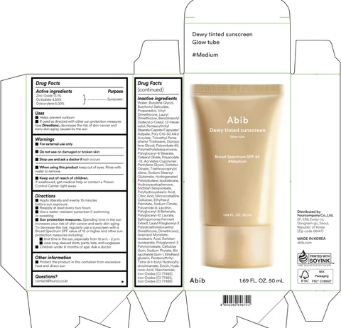 Abib Dewy tinted sunscreen Glow tube Medium packaging