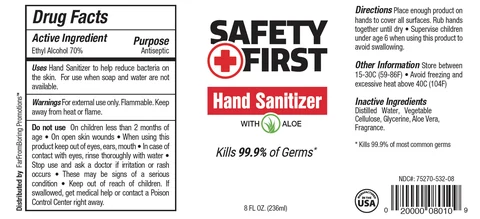 Safety First Hand Sanitizer 70% EtOH 포장