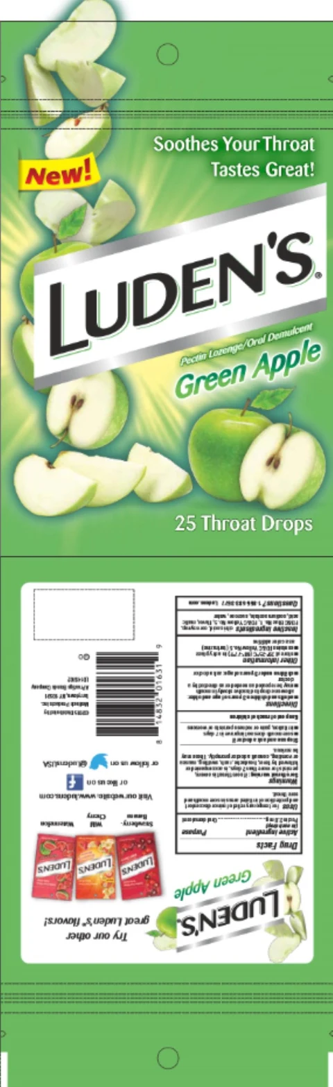 Luden’s Green Apple Pectin lozenge / Oral Demulcent 25 Throat drops