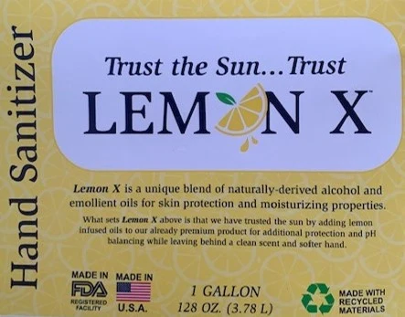 LEMON X Hand Sanitizer packaging