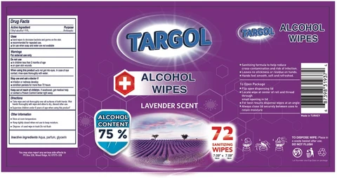 TARGOL ALCOHOL WIPES - LAVENDER SCENT 포장