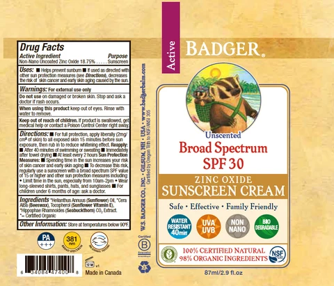 Badger Unscented SPF 30 Sunscreen 포장
